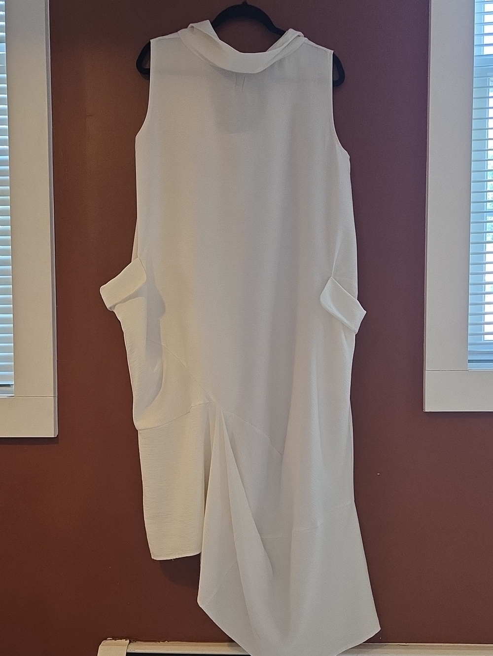 PoloGarage White Asymmetrical Sleeveless Midi Dress